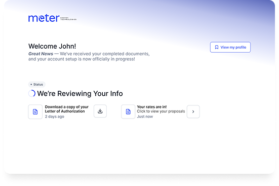 Platform interface showing account review and matching process